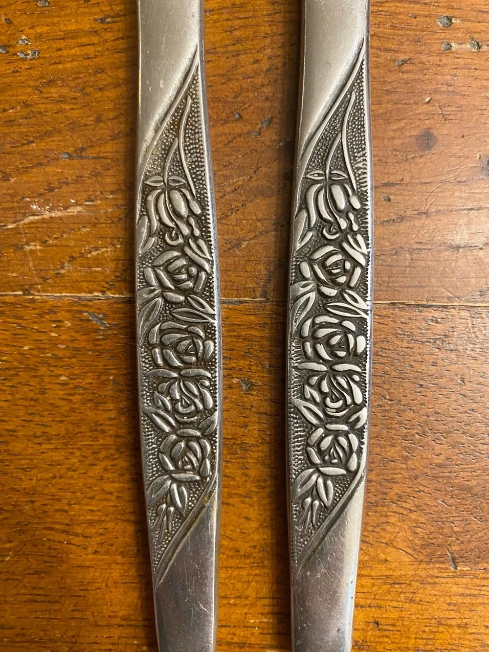 VTG Nasco Stainless Steel Dinner Knives Rose Vine MCM Japan